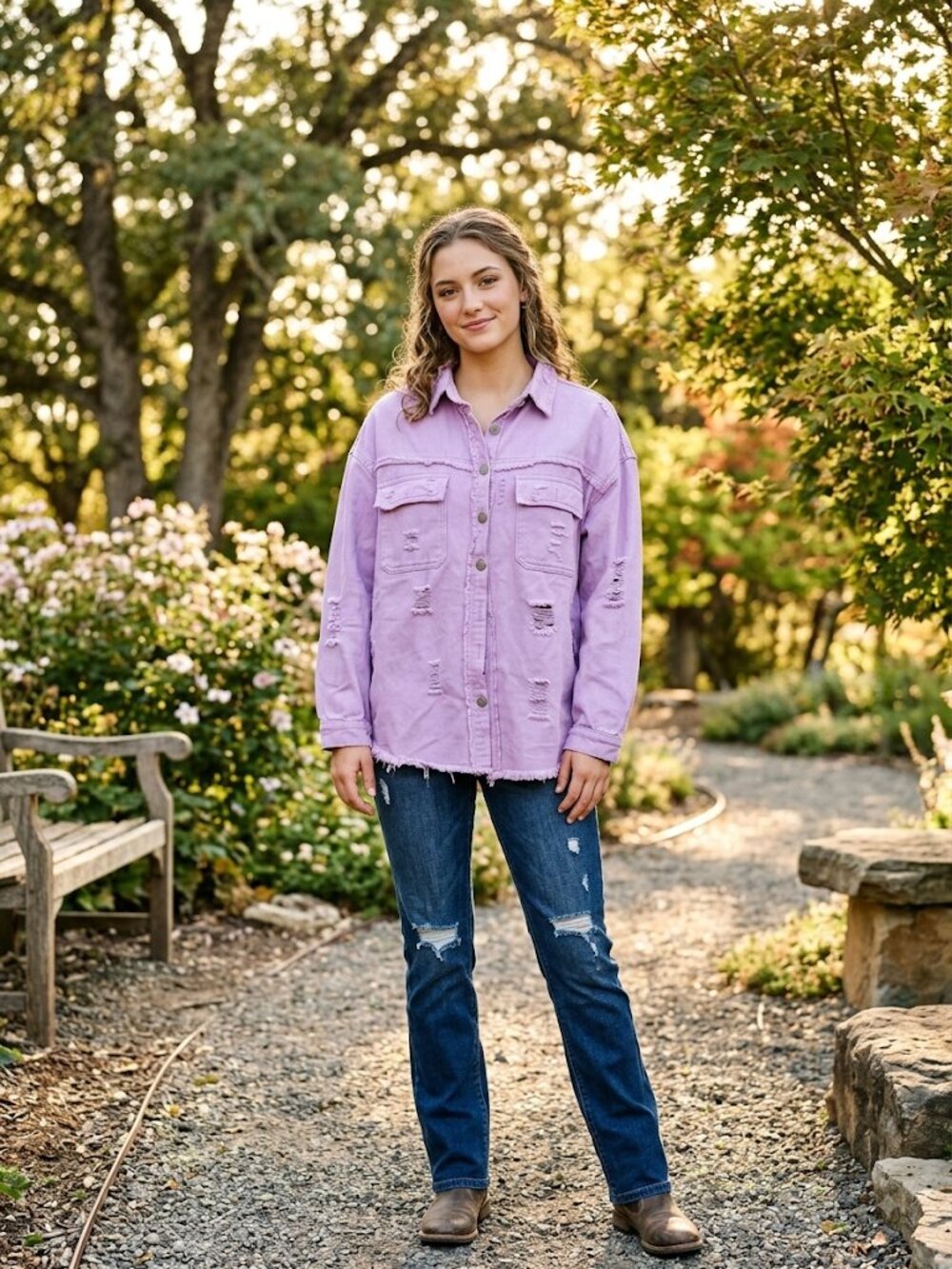 Womens Distressed shirt top Lilac XL NWOT AWESOME!!!